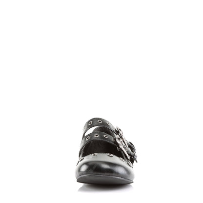 Ballet Flat Double Strap MJ W/ Skull Buckle Eyelet Detailing (Demonia DAI03/B/PU)