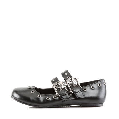 Ballet Flat Double Strap MJ W/ Skull Buckle Eyelet Detailing (Demonia DAI03/B/PU)