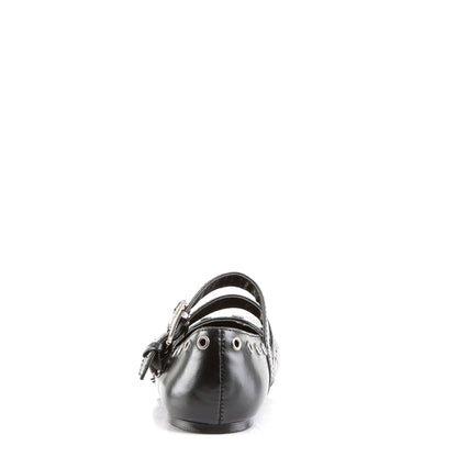 Ballet Flat Double Strap MJ W/ Skull Buckle Eyelet Detailing (Demonia DAI03/B/PU)