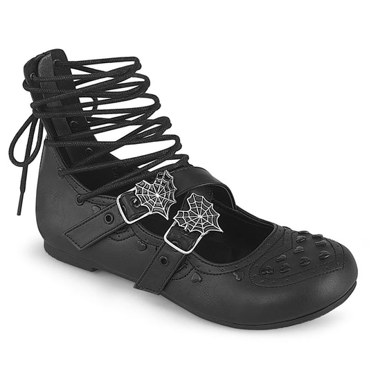 Ballet Flat Eyelet Lace-Up Ankle High Shoe (Demonia DAI11/BVL)