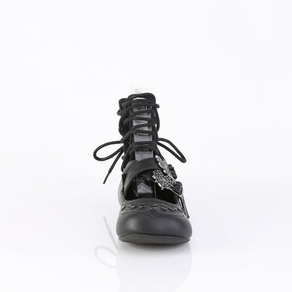 Ballet Flat Eyelet Lace-Up Ankle High Shoe (Demonia DAI11/BVL)