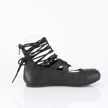 Ballet Flat Eyelet Lace-Up Ankle High Shoe (Demonia DAI11/BVL)