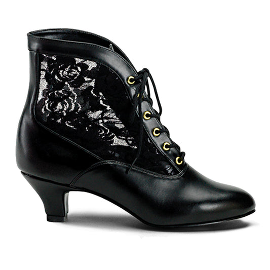 2" Heel, Lace Victorian Ankle Boot, Pioneer (Funtasma DAME05/B/PU)
