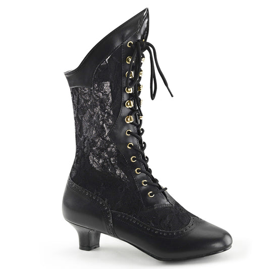 2" Heel, Lace Victorian Ankle Boot, Pioneer (Funtasma DAME115/B/PU)