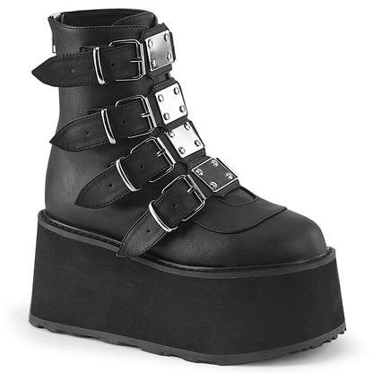 3 1/2" PF Ankle Bootw/ 4 Buckle Straps, Back MetalZip (Demonia DAM105/BVL)