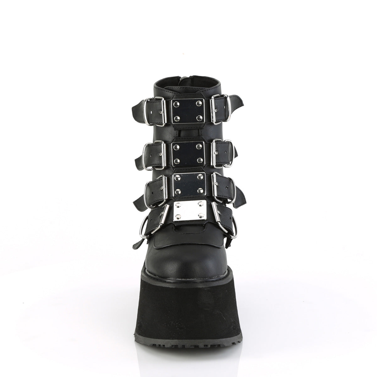 3 1/2" PF Ankle Bootw/ 4 Buckle Straps, Back MetalZip (Demonia DAM105/BVL)