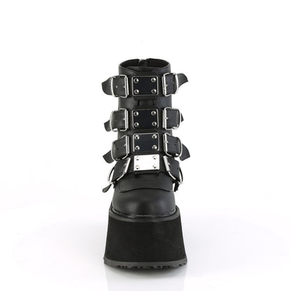 3 1/2" PF Ankle Bootw/ 4 Buckle Straps, Back MetalZip (Demonia DAM105/BVL)