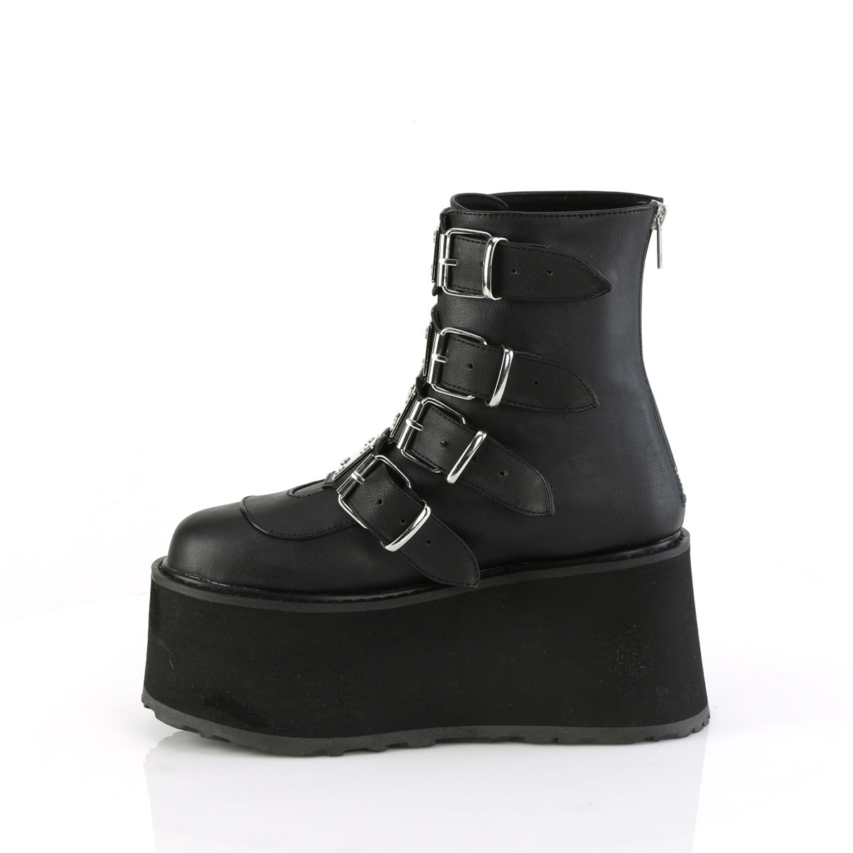 3 1/2" PF Ankle Bootw/ 4 Buckle Straps, Back MetalZip (Demonia DAM105/BVL)