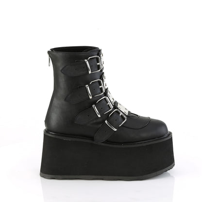 3 1/2" PF Ankle Bootw/ 4 Buckle Straps, Back MetalZip (Demonia DAM105/BVL)