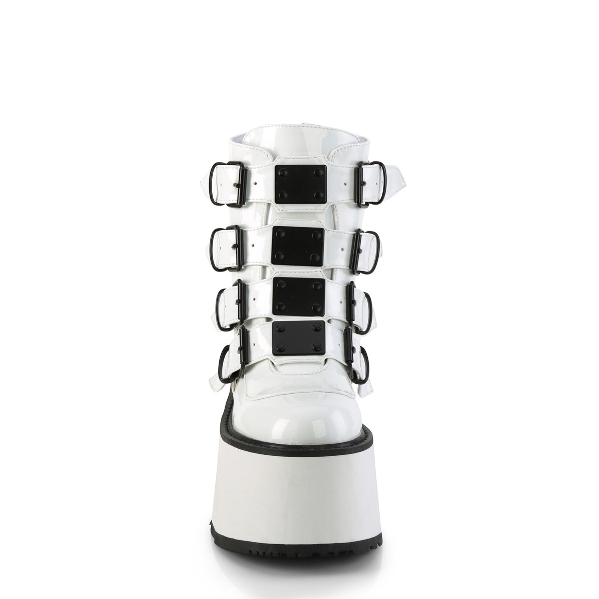 3 1/2" PF Ankle Bootw/ 4 Buckle Straps, Back MetalZip (Demonia DAM105/BVL)