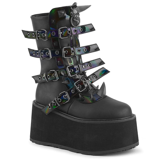 3 1/2" Platform Mid-Calf Boot, Inside Zip (Demonia DAM156/BVL)