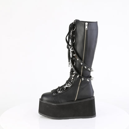 3 1/2" PF Lace-Up Knee High Boot, Outside Zip (Demonia DAM220/BVL)