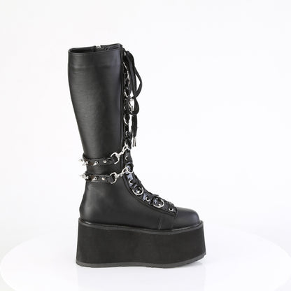 3 1/2" PF Lace-Up Knee High Boot, Outside Zip (Demonia DAM220/BVL)