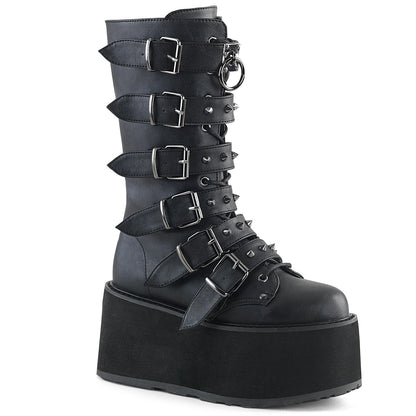 3 1/2" PF Mid-Calf Boot w/6 BuckleStraps, Metal Side Zip (Demonia DAM225/BHG)
