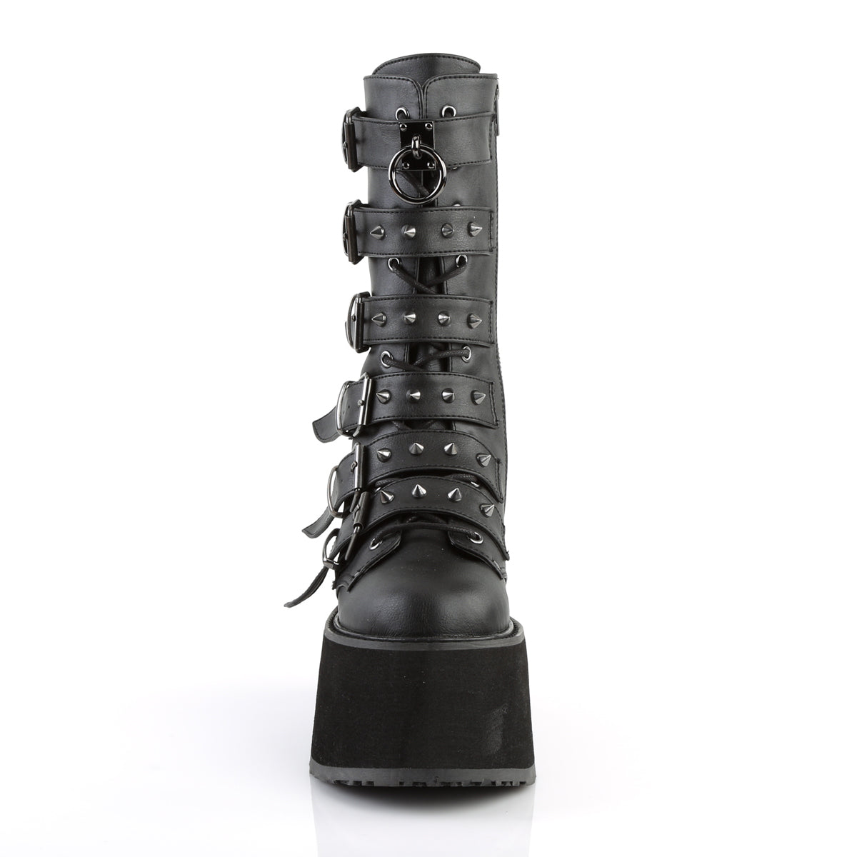 3 1/2" PF Mid-Calf Boot w/6 BuckleStraps, Metal Side Zip (Demonia DAM225/BHG)