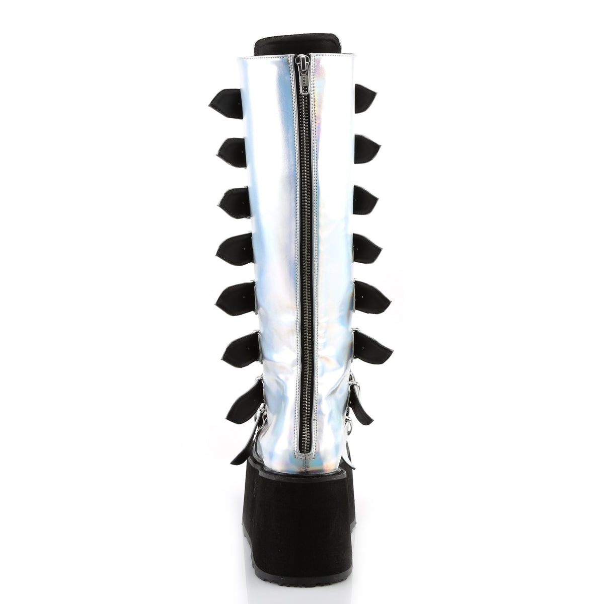 3 1/2" PF Knee High Boot w/8 Buckle Straps, Back Metal Zip (Demonia DAM318/BHG)