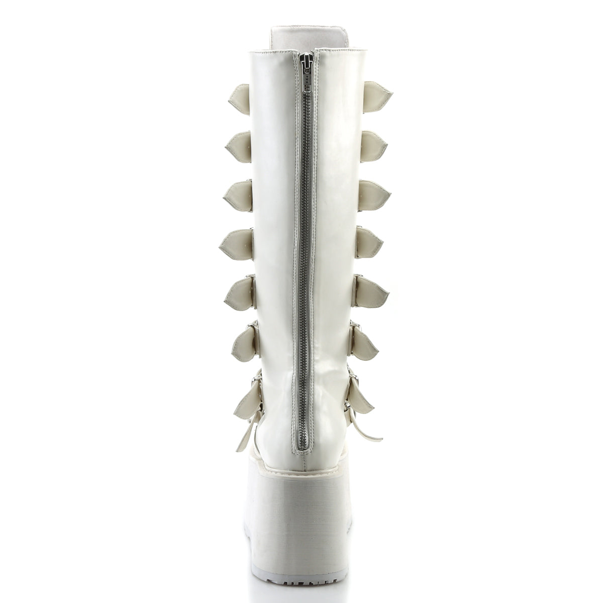 3 1/2" PF Knee High Boot w/8 Buckle Straps, Back Metal Zip (Demonia DAM318/BHG)