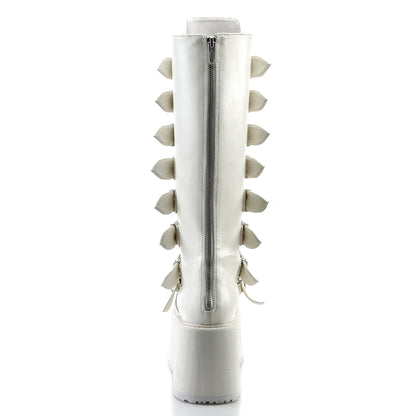 3 1/2" PF Knee High Boot w/8 Buckle Straps, Back Metal Zip (Demonia DAM318/BHG)