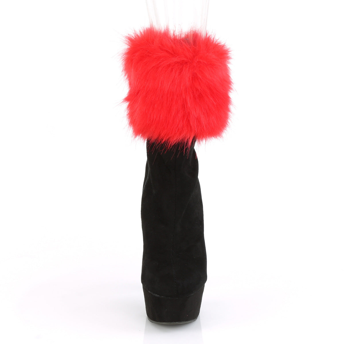 *6" Heel, 1 3/4" PF Ankle Bootie w/Fur Cuff, Inside Zip (Pleaser DEL1000/BFS/M)