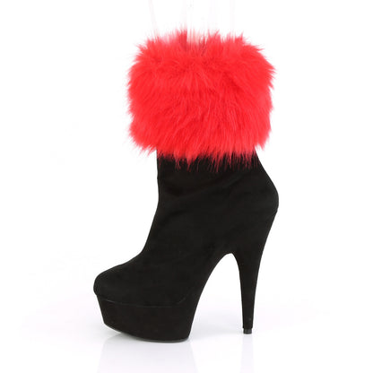 *6" Heel, 1 3/4" PF Ankle Bootie w/Fur Cuff, Inside Zip (Pleaser DEL1000/BFS/M)