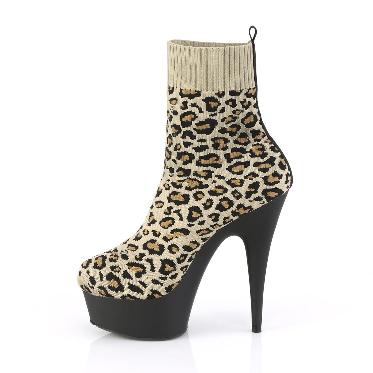 *6" Heel, 1 3/4" PF Pull-on Stretch Sock-Like Ankle Bootie (Pleaser DEL1002LP/TLPFA/B)