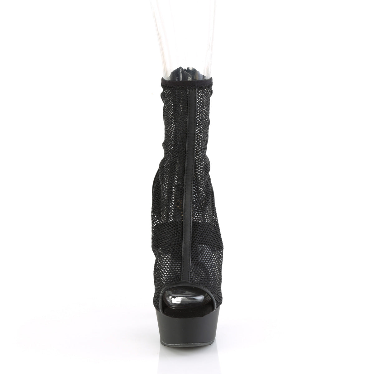 *6" Heel, 1 3/4" PF Peep Toe Mesh Ankle Boot, Back Zip (Pleaser DEL1006/BPU/M)
