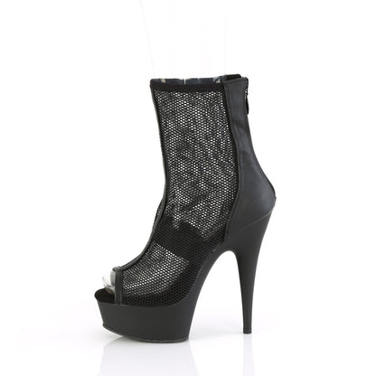 *6" Heel, 1 3/4" PF Peep Toe Mesh Ankle Boot, Back Zip (Pleaser DEL1006/BPU/M)