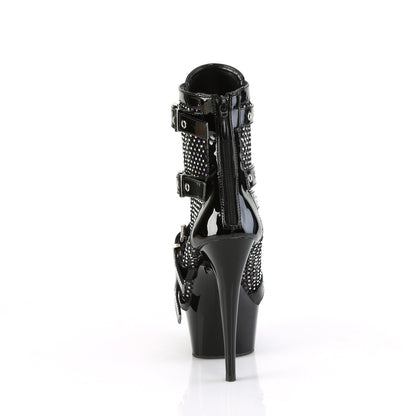 6" Heel, 1 3/4" PF Strappy Ankle Boot, Back Zip (Pleaser DEL1013RM/B-RS/M)