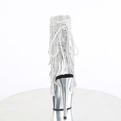 6" Heel, 1 3/4" PF Open Toe/Heel Lace-Up Fringe Ankle Boot (Pleaser DEL1017RSF/C-B/C)