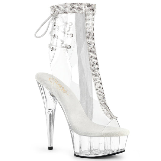 *6" Heel, 1 3/4" PF Open Toe/Heel Ankle Boot, Side Zip (Pleaser DEL1018C-2RS/C-RS/C)