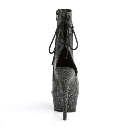 *6" Heel, 1 3/4" PF Open Toe/Heel Ankle Boot, Side Zip (Pleaser DEL1018MMG/BPU/M)