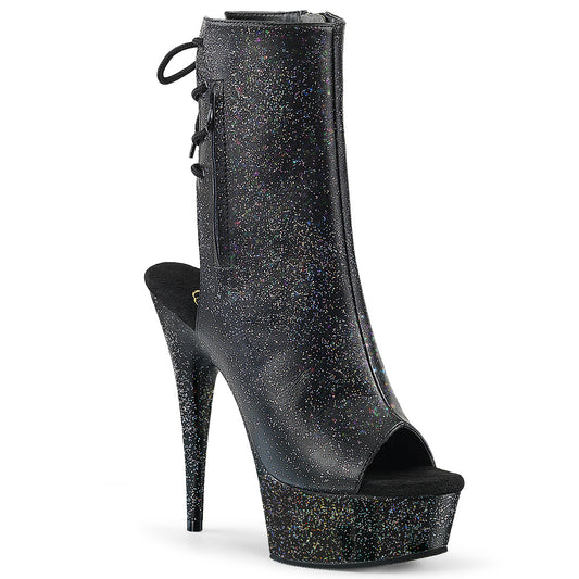 *6" Heel, 1 3/4" PF Open Toe/Heel Ankle Boot, Side Zip (Pleaser DEL1018MMG/BPU/M)