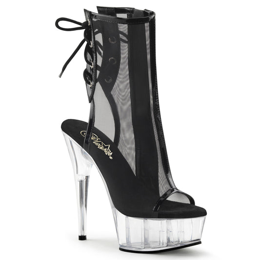 *6" Heel, 1 3/4" PF Open Toe/Heel Mesh Ankle Boot (Pleaser DEL1018MSH/B-MS/C)