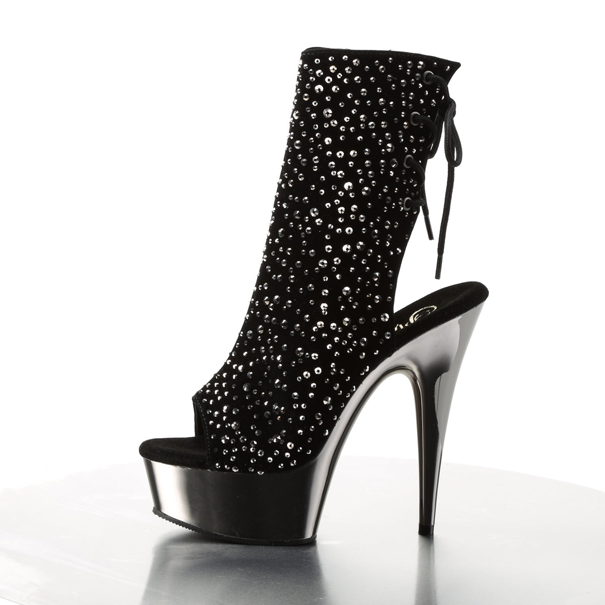 *6" Heel, 1 3/4" PF Open Toe/ Back Ankle Boot (Pleaser DEL1018RS/BVEL/PWCH)