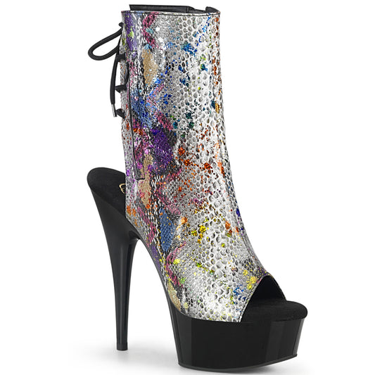 *6" Heel, 1 3/4" PF Open Toe/Heel Ankle Boot, Side Zip (Pleaser DEL1018SP/MCSP/B)