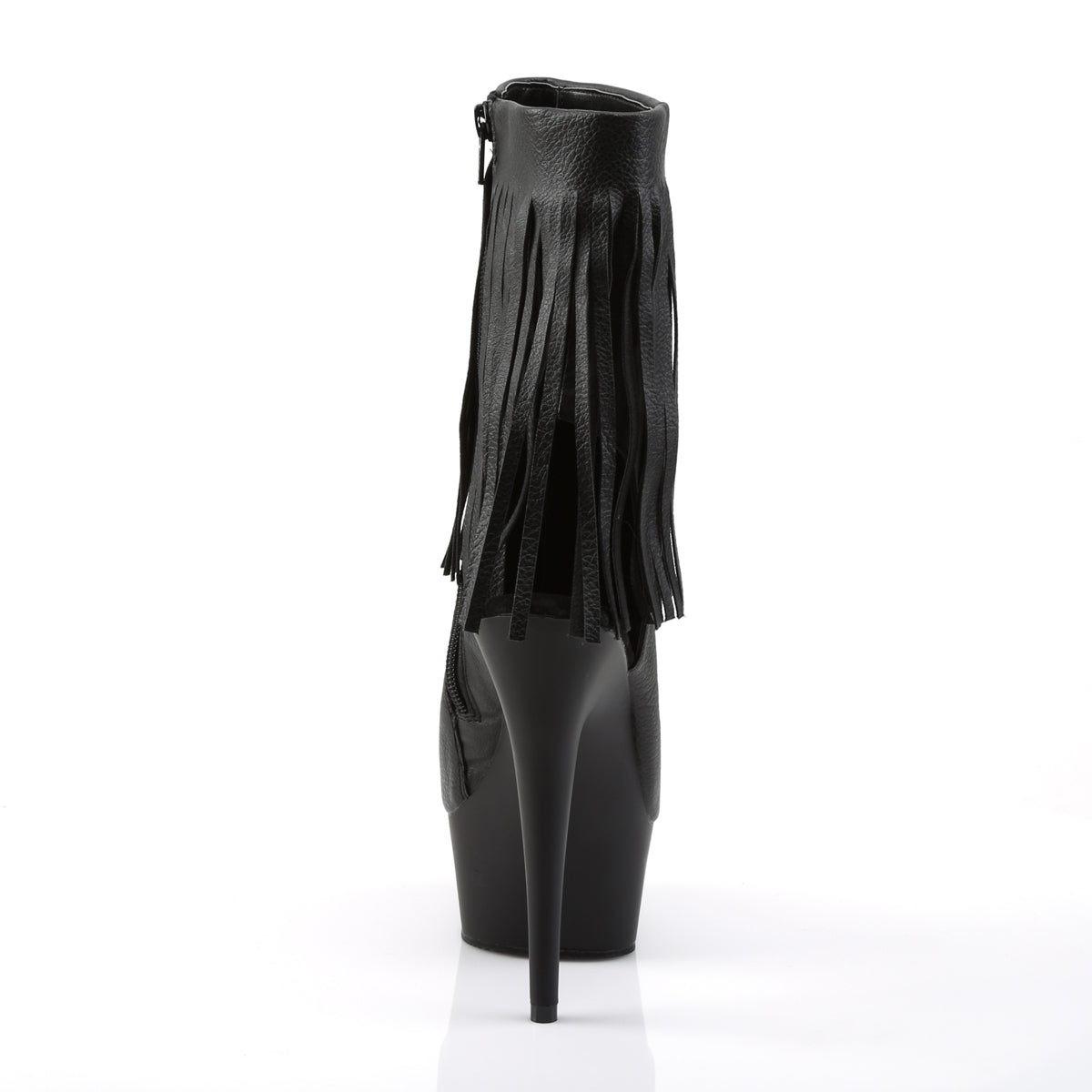 *6" Heel, 1 3/4" PF Open Toe/Heel Fringe Bootie, Side Zip (Pleaser DEL1019/BPU/M)