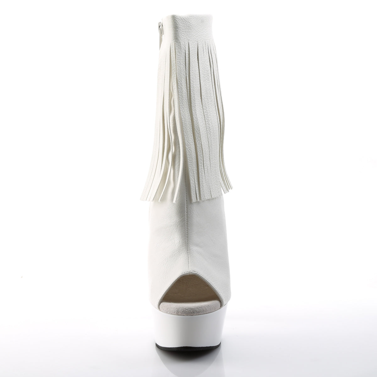 *6" Heel, 1 3/4" PF Open Toe/Heel Fringe Bootie, Side Zip (Pleaser DEL1019/BPU/M)