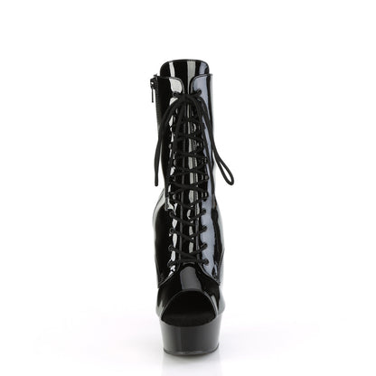 *6" Heel, 1 3/4" PF Peep Toe Lace-Up Ankle Boot, Side Zip (Pleaser DEL1021/B/M)