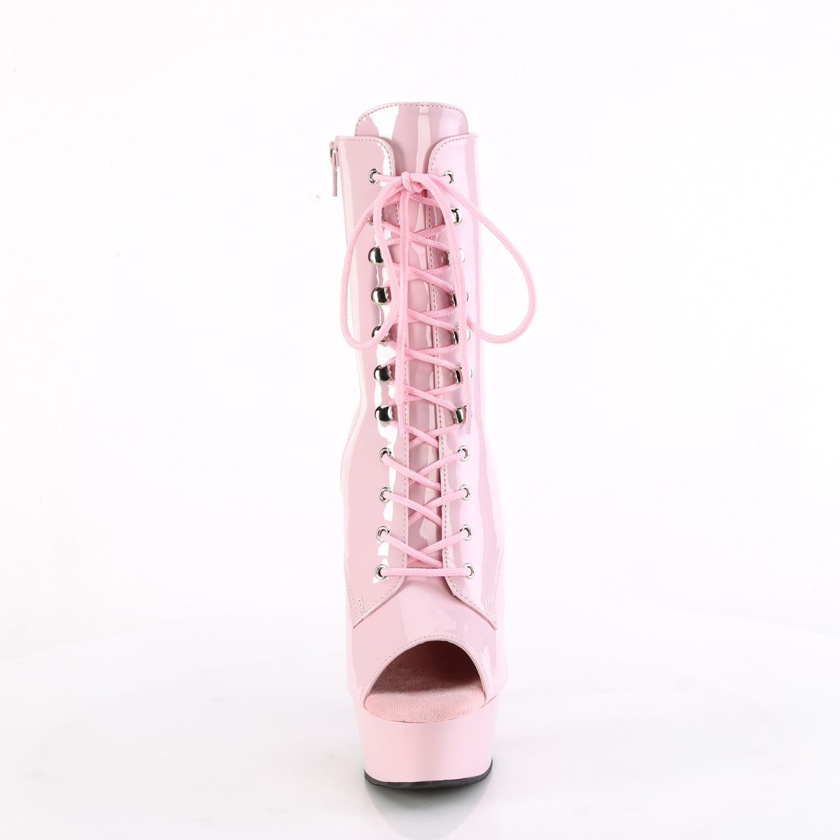 *6" Heel, 1 3/4" PF Peep Toe Lace-Up Ankle Boot, Side Zip (Pleaser DEL1021/B/M)