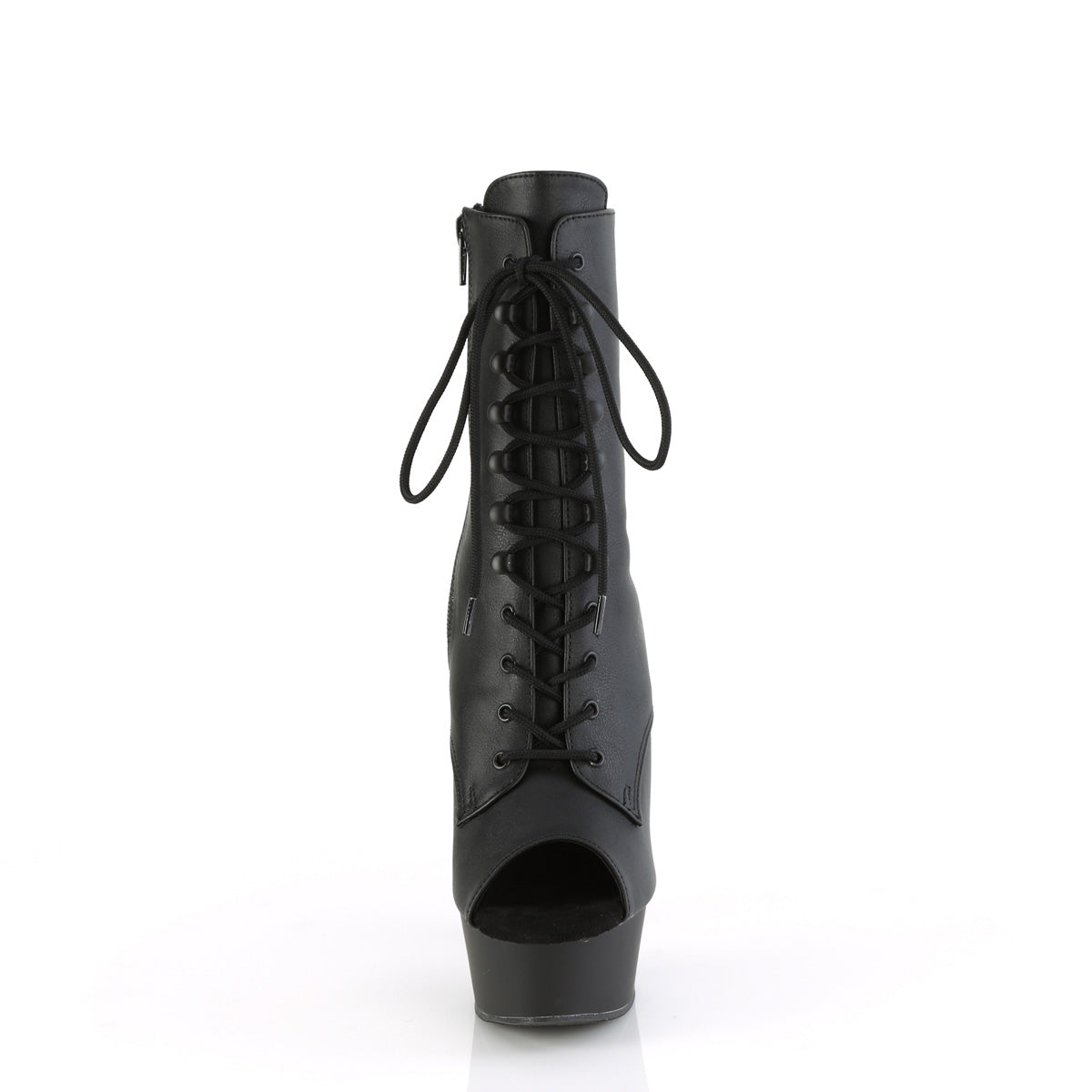 *6" Heel, 1 3/4" PF Peep Toe Lace-Up Ankle Boot, Side Zip (Pleaser DEL1021/B/M)