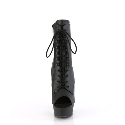 *6" Heel, 1 3/4" PF Peep Toe Lace-Up Ankle Boot, Side Zip (Pleaser DEL1021/B/M)