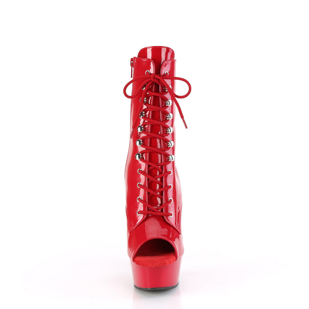 *6" Heel, 1 3/4" PF Peep Toe Lace-Up Ankle Boot, Side Zip (Pleaser DEL1021/B/M)