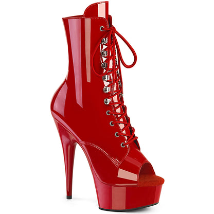 *6" Heel, 1 3/4" PF Peep Toe Lace-Up Ankle Boot, Side Zip (Pleaser DEL1021/B/M)