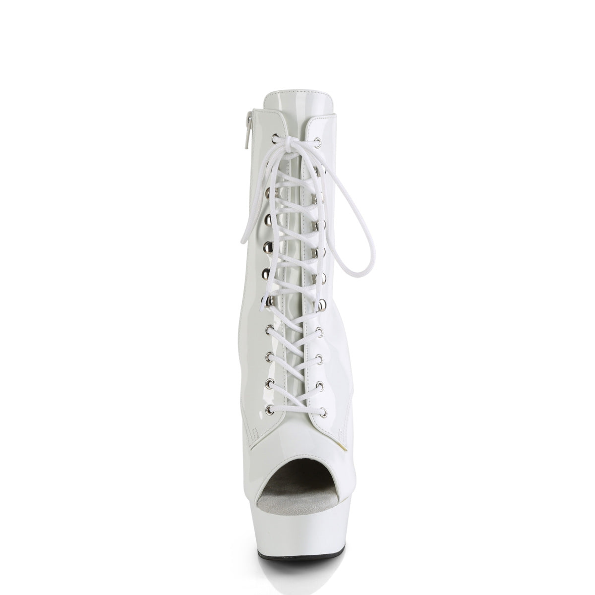 *6" Heel, 1 3/4" PF Peep Toe Lace-Up Ankle Boot, Side Zip (Pleaser DEL1021/B/M)
