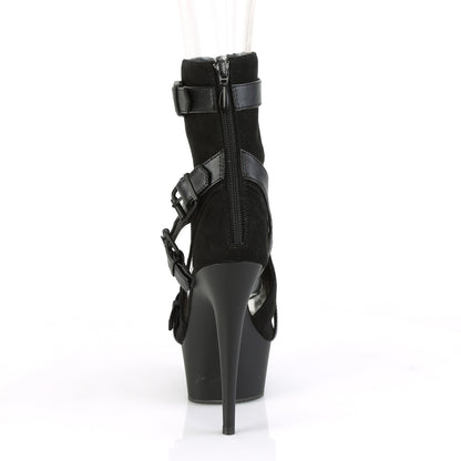 *6" Heel, 1 3/4" PF Peep Toe Ankle Boot, Back Zip (Pleaser DEL1037/BFS-PU/M)