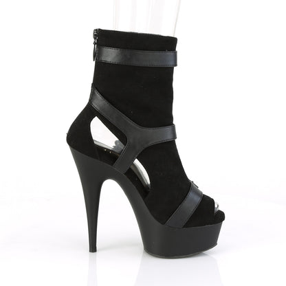 *6" Heel, 1 3/4" PF Peep Toe Ankle Boot, Back Zip (Pleaser DEL1037/BFS-PU/M)
