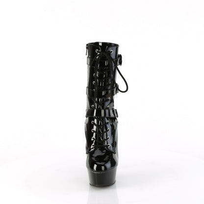 6" Heel, 1 3/4" PF Lace-Up Multi Buckle Ankle Boot, Side Zip (Pleaser DEL1043/B/M)