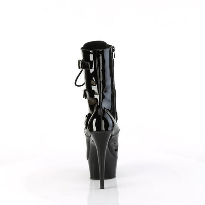 6" Heel, 1 3/4" PF Lace-Up Multi Buckle Ankle Boot, Side Zip (Pleaser DEL1043/B/M)