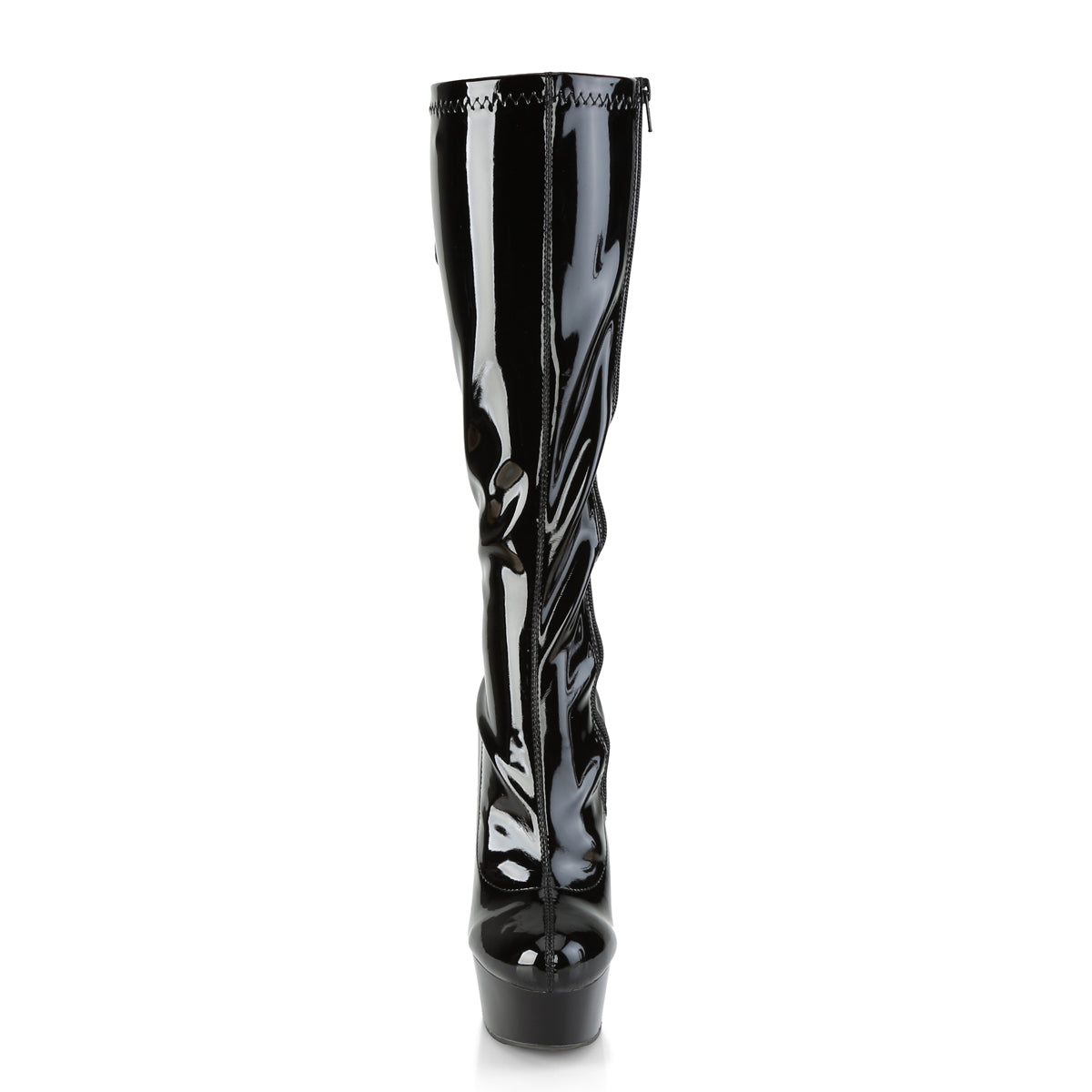 6" Heel, 1 3/4" PF Knee High Boot w/ Back Lace, Side Zip (Pleaser DEL2029/B/M)