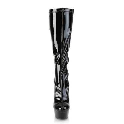 6" Heel, 1 3/4" PF Knee High Boot w/ Back Lace, Side Zip (Pleaser DEL2029/B/M)